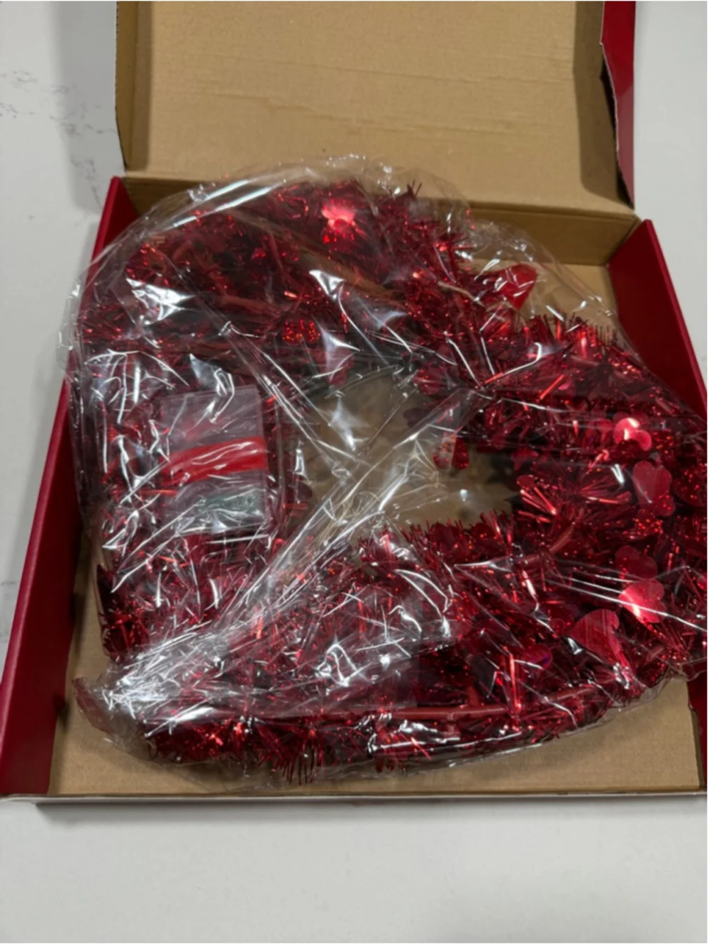 NEW Heart Shaped Wreath Valentine's Day Red Heart Lit Wedding 14.6”
